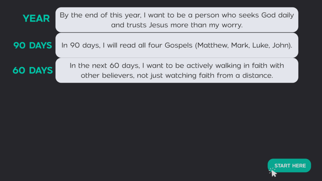 Vision Stacking 60 day steps example - walking in faith with other believers