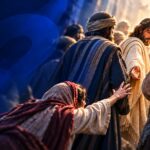 Woman reaching through a crowd toward Jesus, illustrating church hurt and the hope of reaching Jesus when Christians become an obstacle
