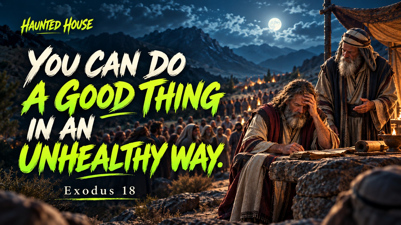 Moses in Exodus 18 learning that a good thing can be done in an unhealthy way